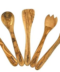 Olive Wood Cooking and Serving Utensils, Set of Five 12 inch utensils