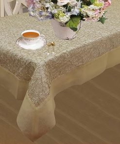 Violet Linen Crown Mesh Lace with Border Design, Polyester Tablecloths